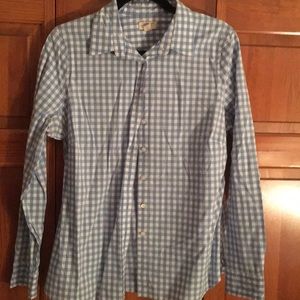 Lands End blue gingham dress shirt